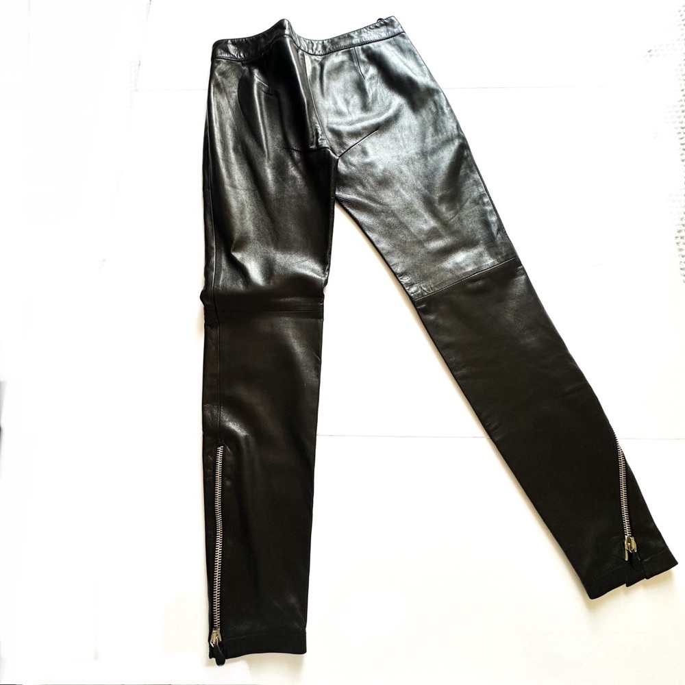 Alexander McQueen Black Leather Full Zipper Runway Trousers 2008 42/M - Picture 8 of 16